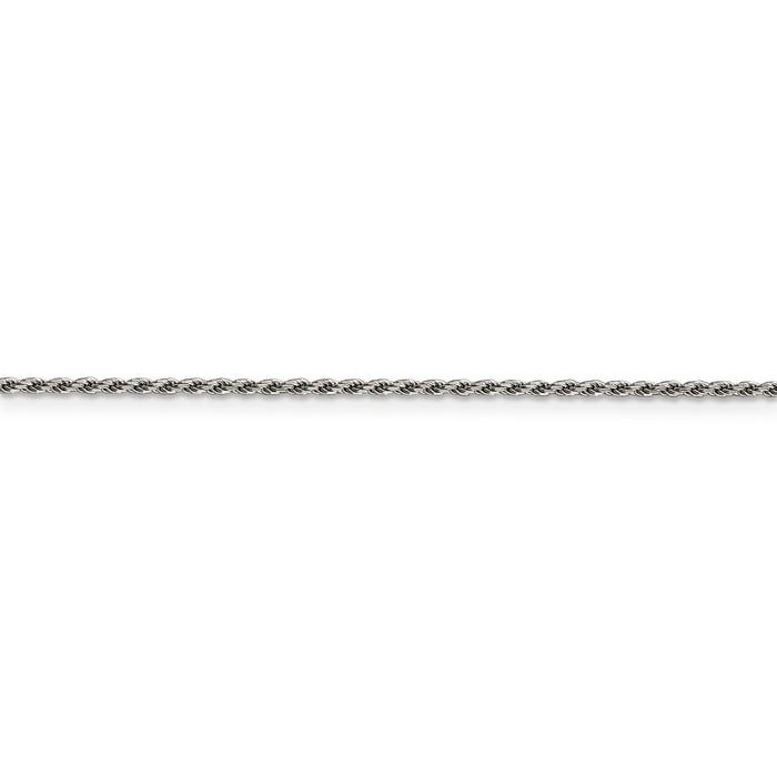 Sterling Silver Rhodium-plated 1.5mm Diamond-cut Rope Chain