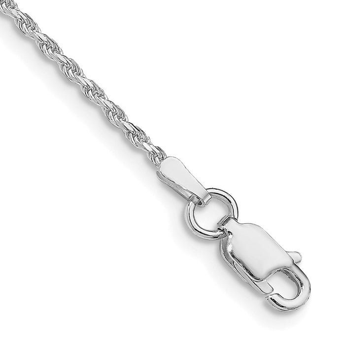 Sterling Silver Rhodium-plated 1.5mm Diamond-cut Rope Chain