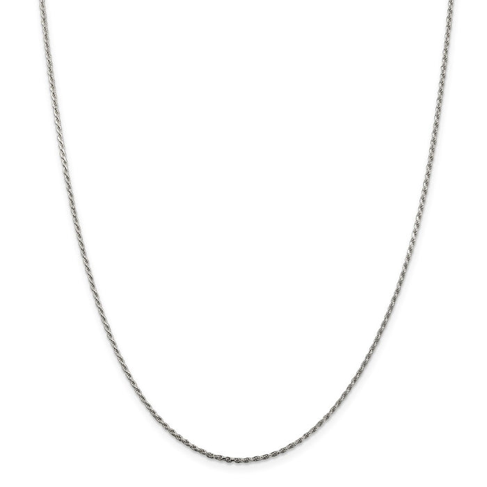 Sterling Silver Rhodium-plated 1.5mm Diamond-cut Rope Chain w/2in ext.