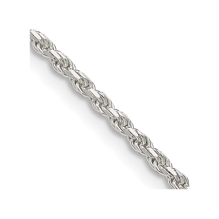 Sterling Silver 1.85mm Diamond-cut Rope Chain w/2in ext.