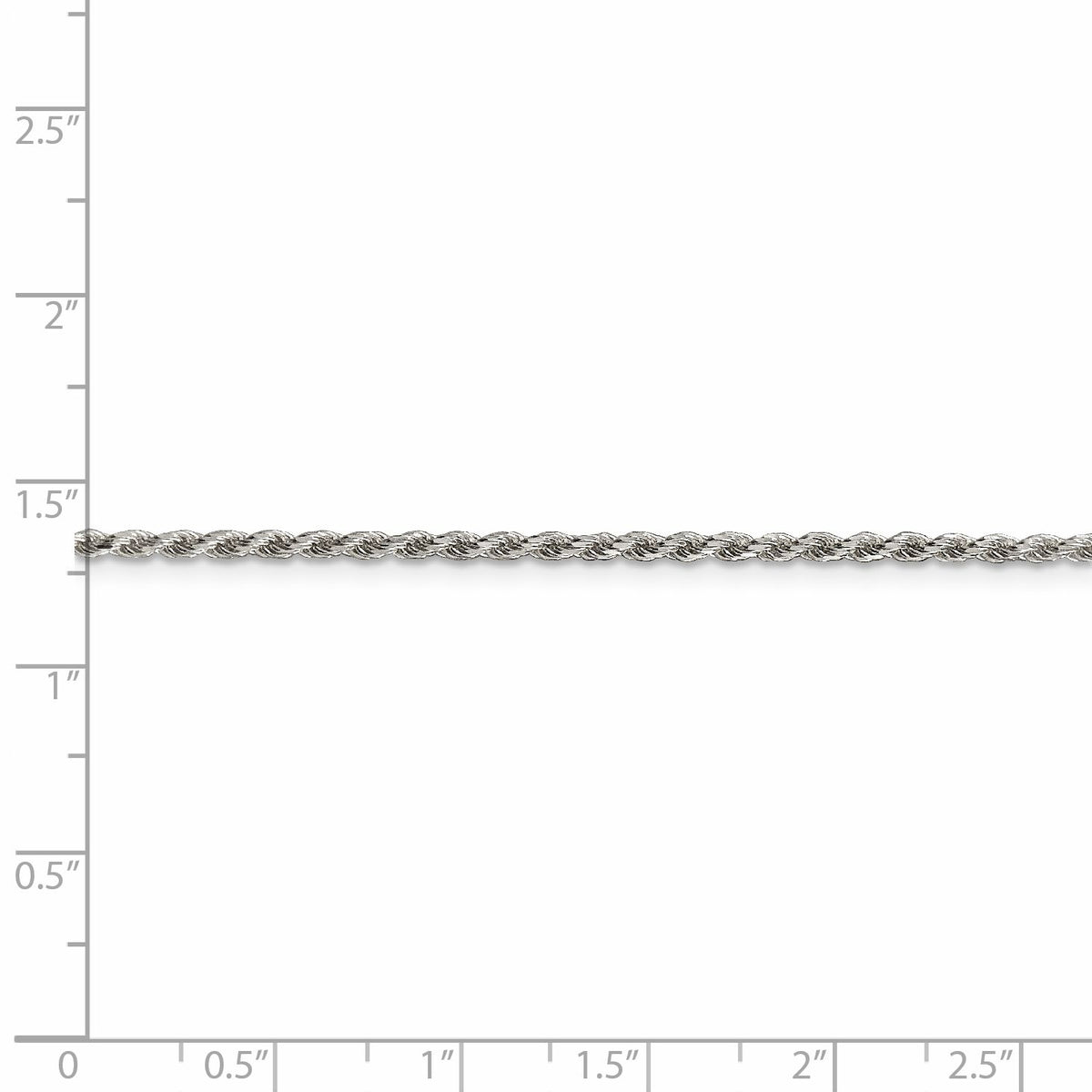 Sterling Silver Rhodium-plated 1.85mm Diamond-cut Rope Chain