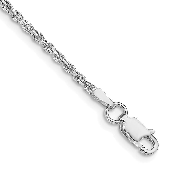 Sterling Silver Rhodium-plated 1.85mm Diamond-cut Rope Chain