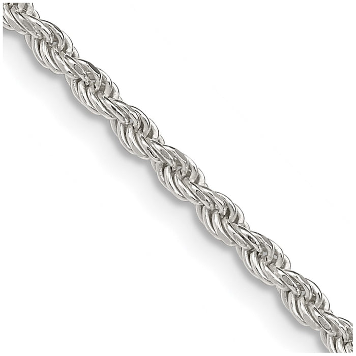 Sterling Silver 2.25mm Diamond-cut Rope Chain w/2in ext.