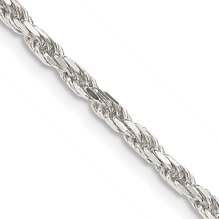 Sterling Silver 2.5mm Diamond-cut Rope Chain w/2in ext.