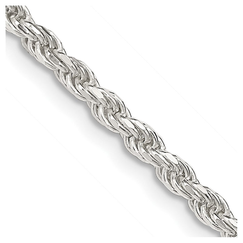 Sterling Silver 2.75mm Diamond-cut Rope Chain w/4in ext.