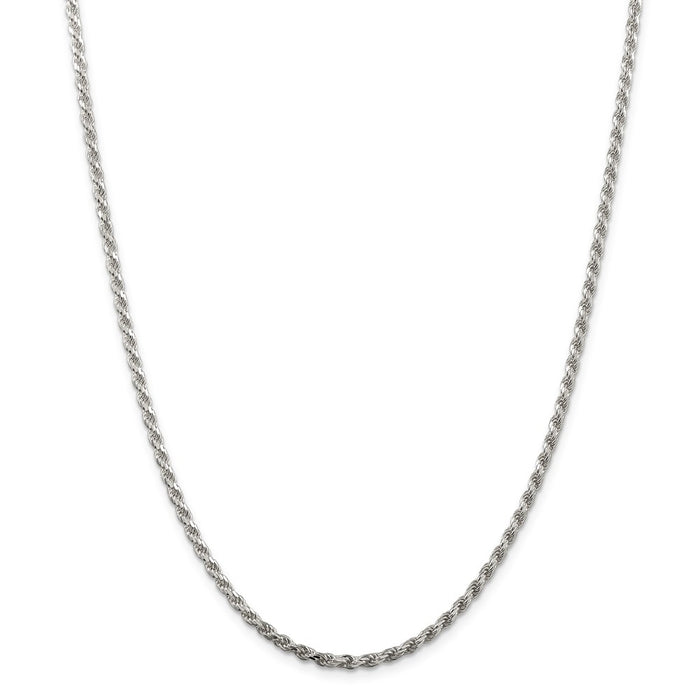 Sterling Silver Rhodium-plated 2.75mm Diamond-cut Rope Chain