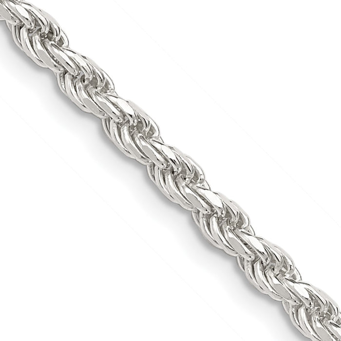 Sterling Silver 3mm Diamond-cut Rope Chain