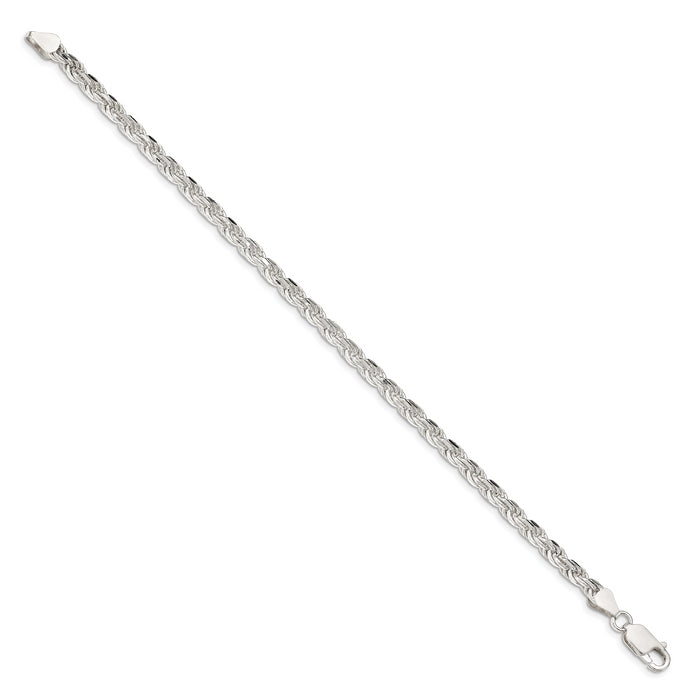 Sterling Silver 4.25mm Diamond-cut Rope Chain