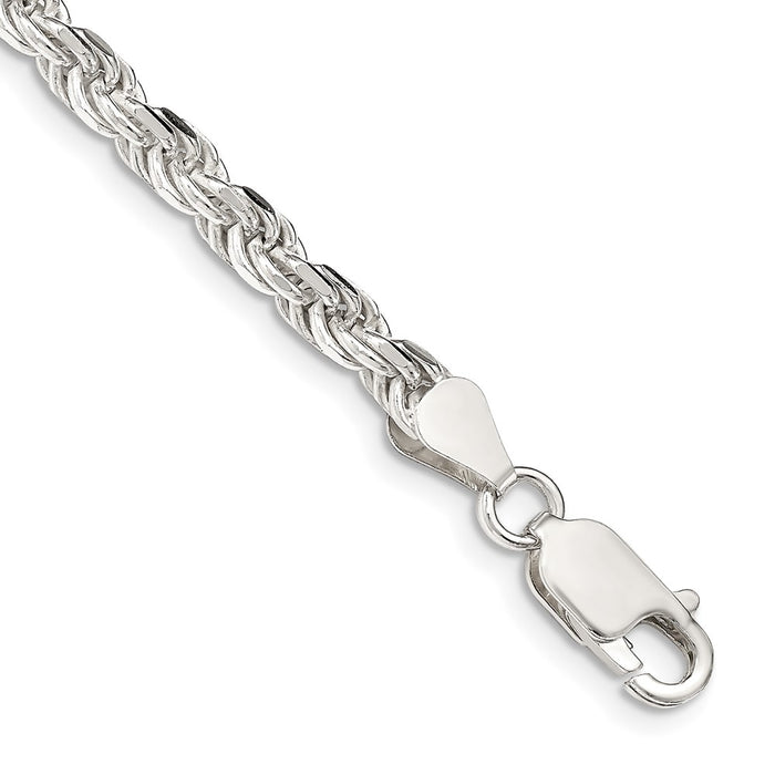 Sterling Silver 4.25mm Diamond-cut Rope Chain