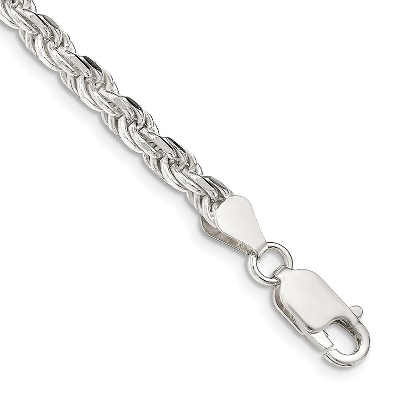 Sterling Silver 4.25mm Diamond-cut Rope Chain