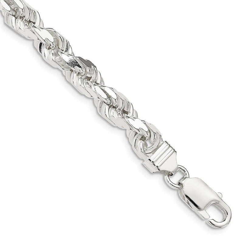 Sterling Silver 6.5mm Diamond-cut Rope Chain