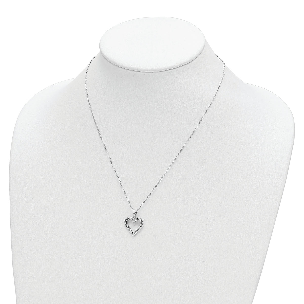 Sterling Silver Platinum-Plated Diamond Mystique Heart Necklace