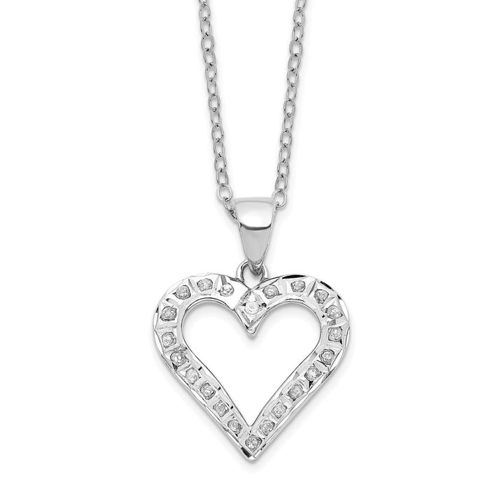 Sterling Silver Platinum-Plated Diamond Mystique Heart Necklace