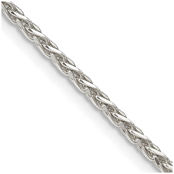 Sterling Silver 2mm Diamond-cut Spiga Chain w/4in ext.