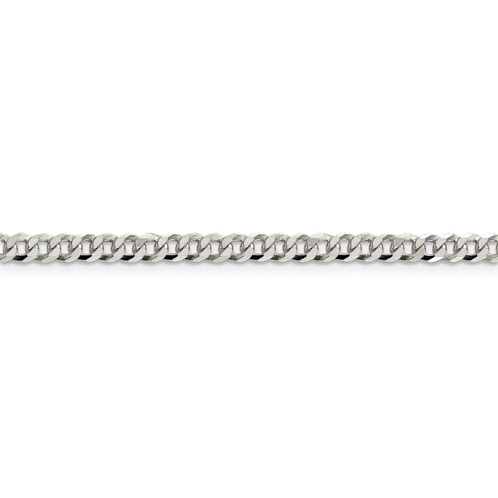 Sterling Silver 4mm Beveled Curb Chain