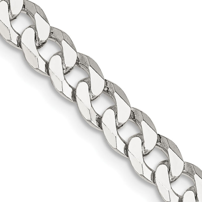 Sterling Silver 6mm Beveled Curb Chain