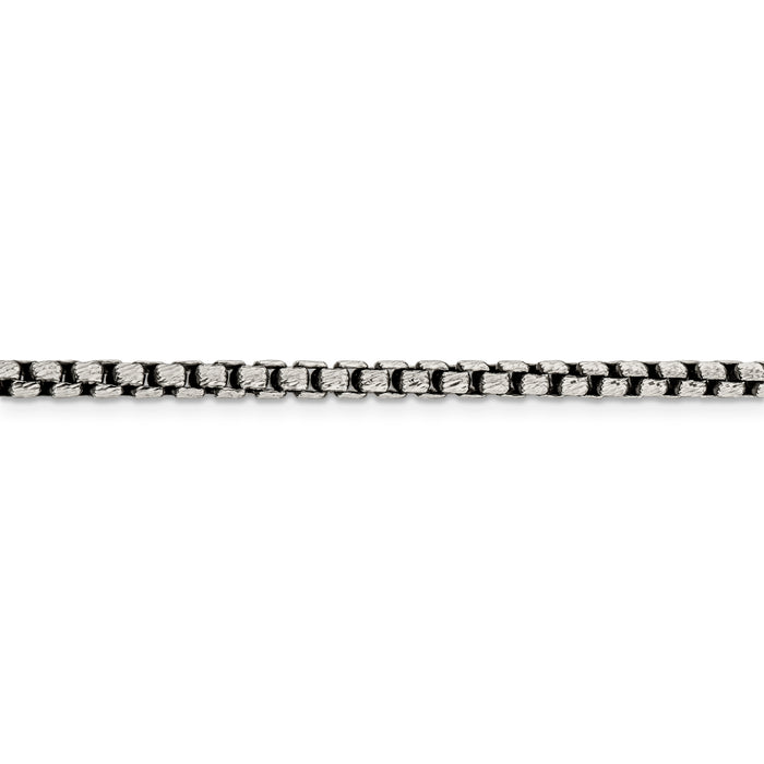 Sterling Silver Antiqued 3.5mm D/C Round Box Chain