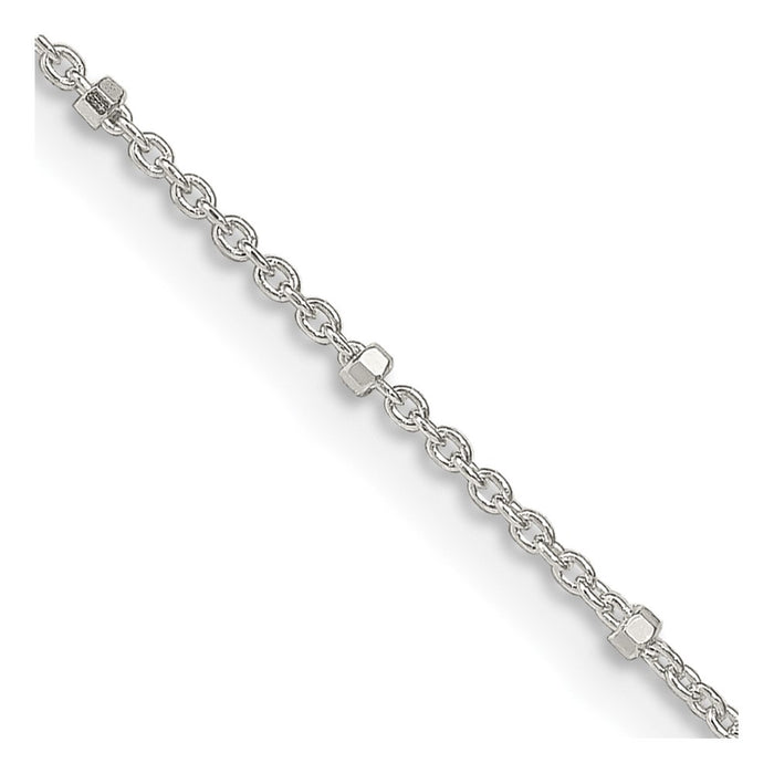 Sterling Silver 1.25mm Rolo with Beads Chain w/2in ext.