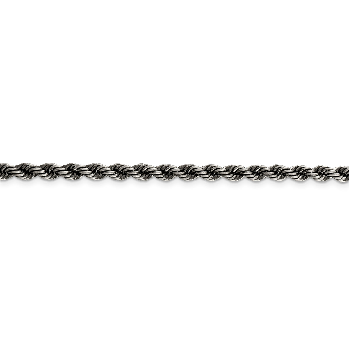 Sterling Silver Ruthenium-plated 4mm Rope Chain