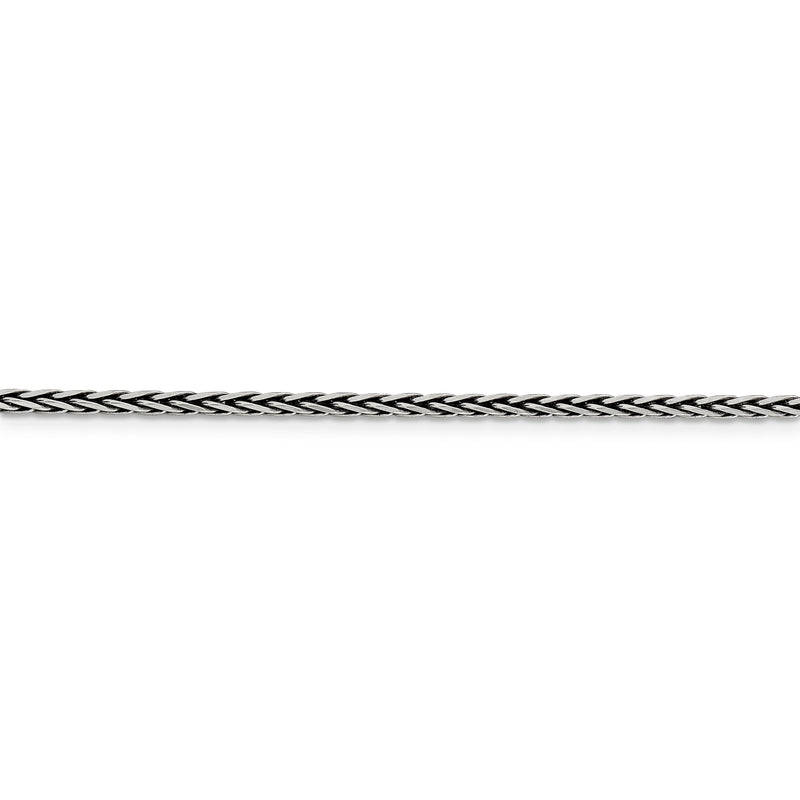 Sterling Silver Antiqued 2.2mm Solid Square Spiga Chain