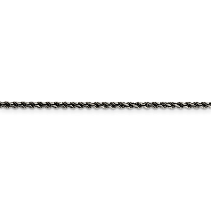 Sterling Silver Ruthenium-plated 2.3mm Rope Chain