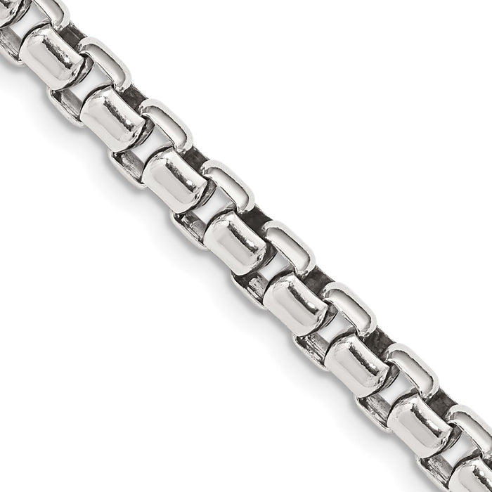 Sterling Silver Antiqued 5.2mm Round Box Chain