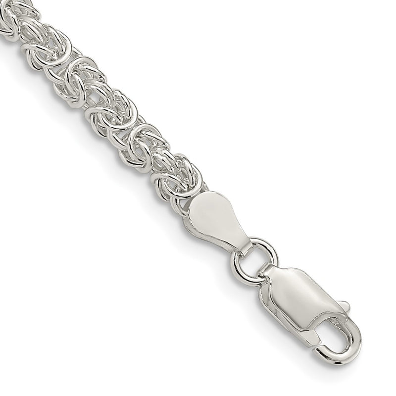 Sterling Silver 3.75mm Rounded Byzantine Chain