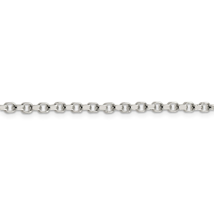 Sterling Silver 3.5mm Diamond-cut Rolo Chain