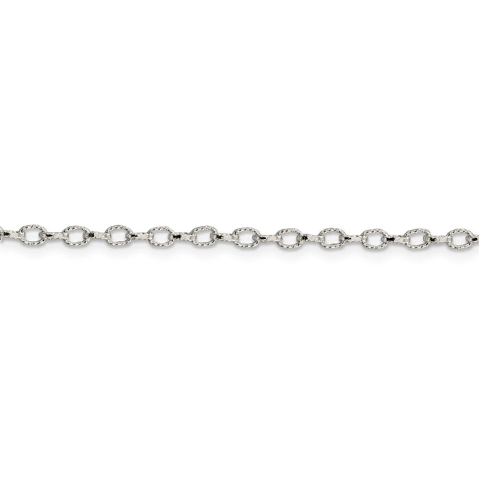 Sterling Silver 3mm Fancy Patterned Rolo Chain