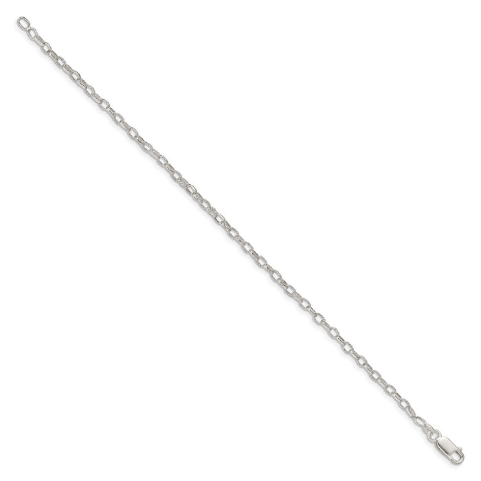 Sterling Silver 3mm Fancy Patterned Rolo Chain