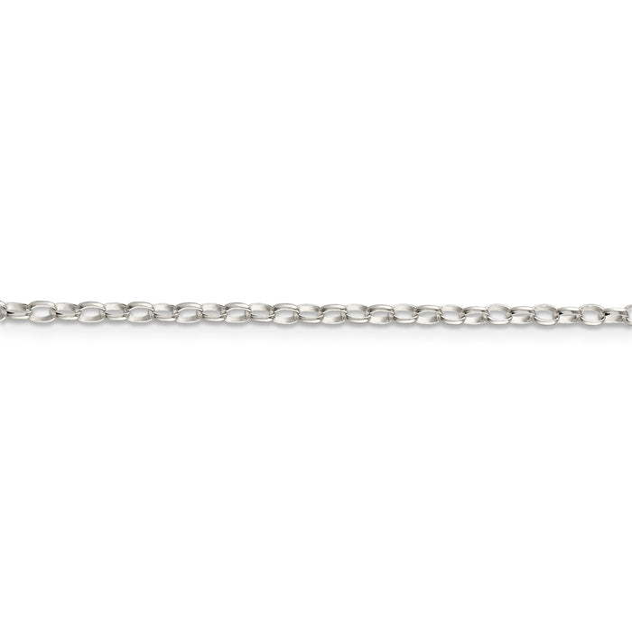 Sterling Silver 2.5mm Oval Fancy Rolo Chain