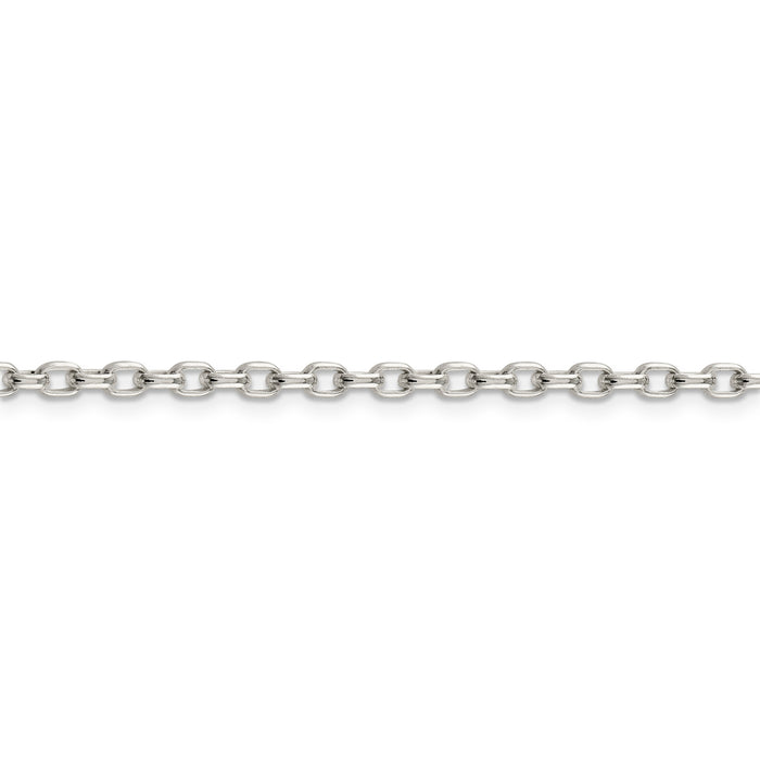 Sterling Silver 3.2mm Oval Fancy Rolo Chain