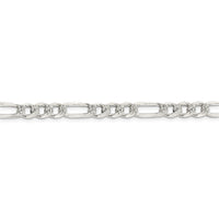 Sterling Silver 7mm Pave Flat Figaro Chain