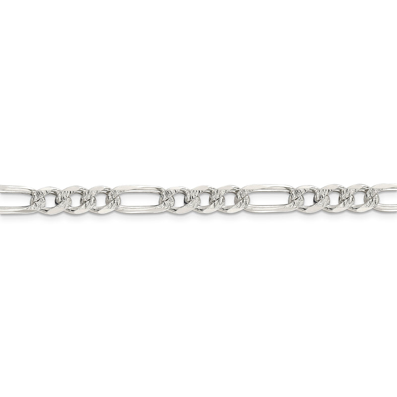 Sterling Silver 7mm Pave Flat Figaro Chain