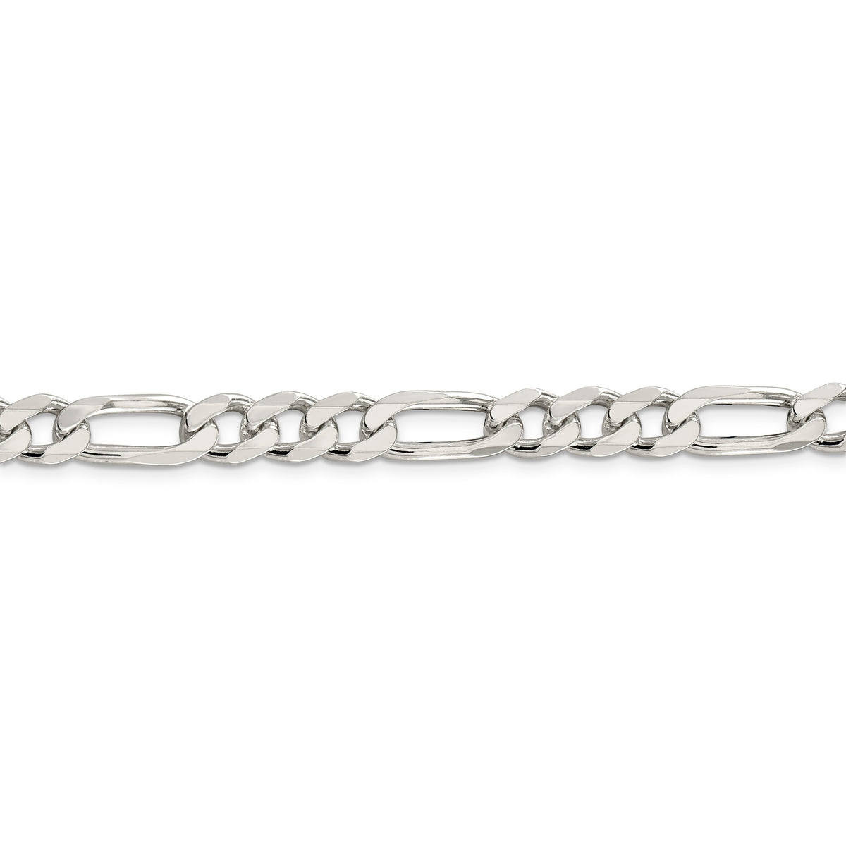 Sterling Silver 8mm Pave Flat Figaro Chain