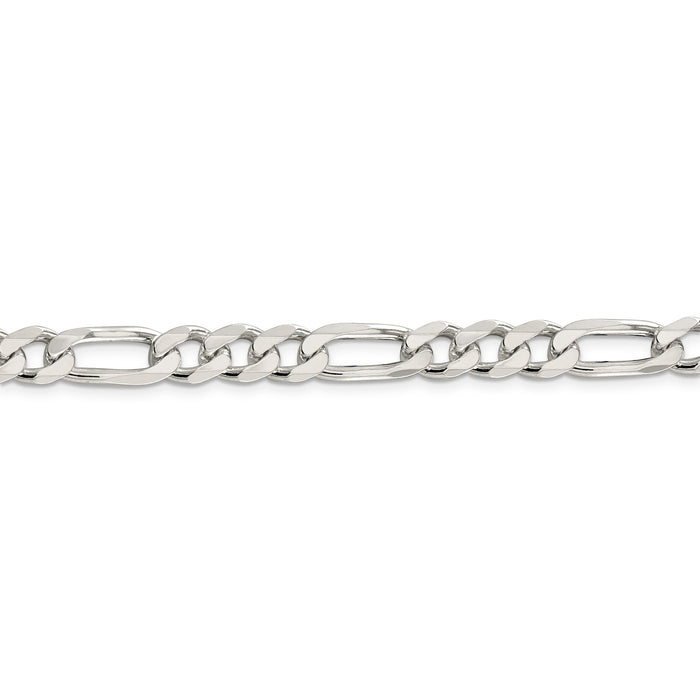 Sterling Silver 8mm Pave Flat Figaro Chain