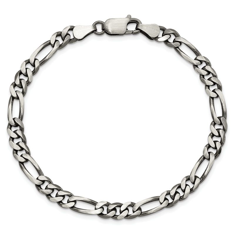 Sterling Silver Antiqued 5.5mm Figaro Chain