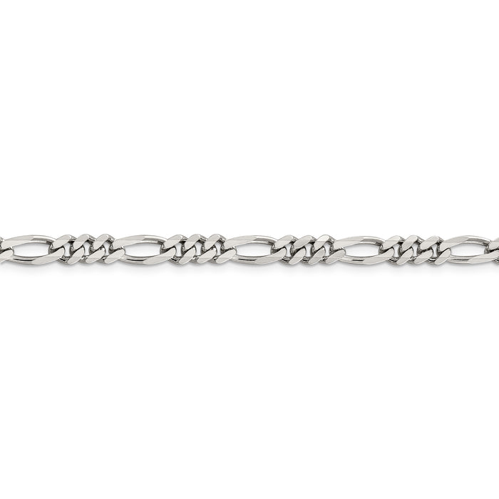 Sterling Silver Rhodium-plated 5.25mm Figaro Chain