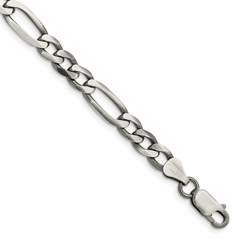 Sterling Silver Antiqued 6.5mm Figaro Chain