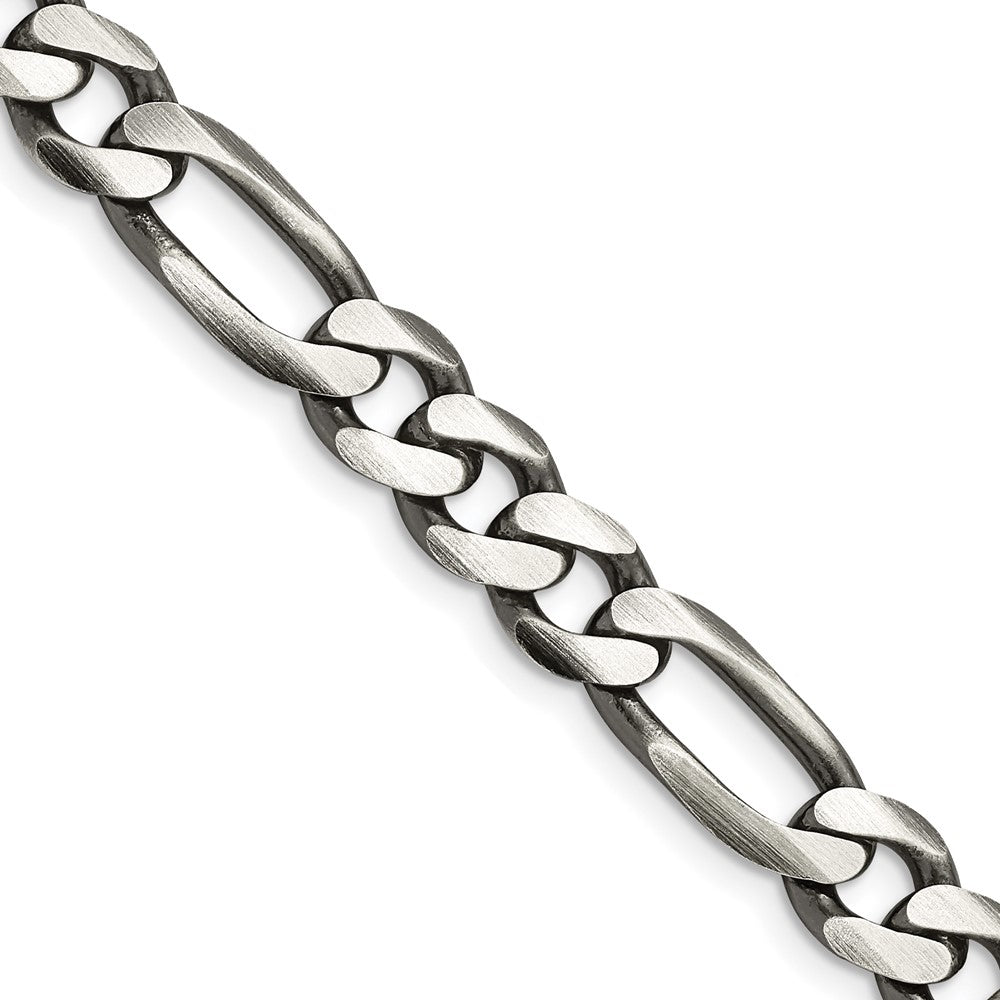 Sterling Silver Antiqued 7.75mm Figaro Chain