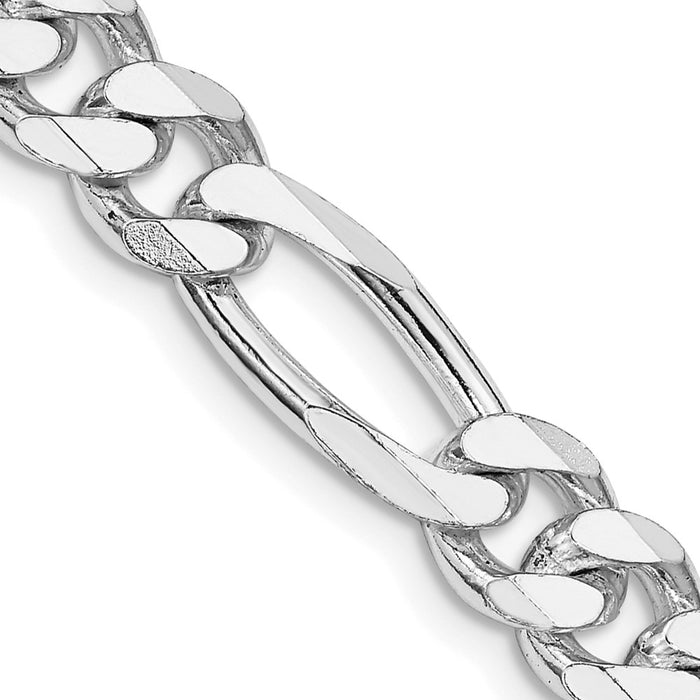 Sterling Silver Rhodium-plated 7.75mm Figaro Chain