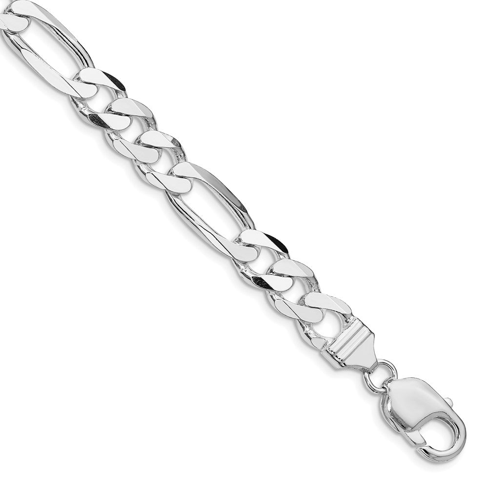 Sterling Silver Rhodium-plated 9mm Figaro Chain