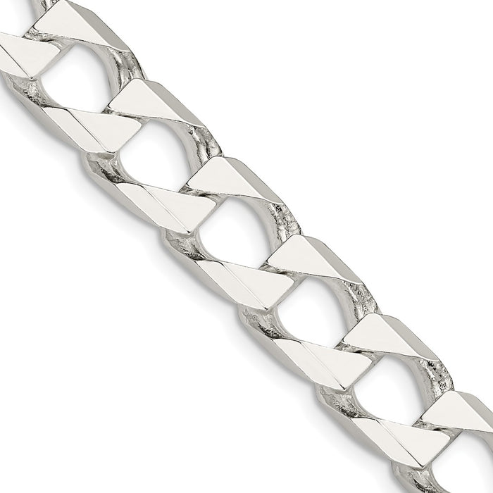 Sterling Silver 10.3mm D/C Square Curb Chain