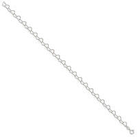 Sterling Silver 0.6mm Fancy Heart Link Anklet