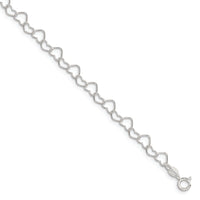 Sterling Silver 0.6mm Fancy Heart Link Anklet