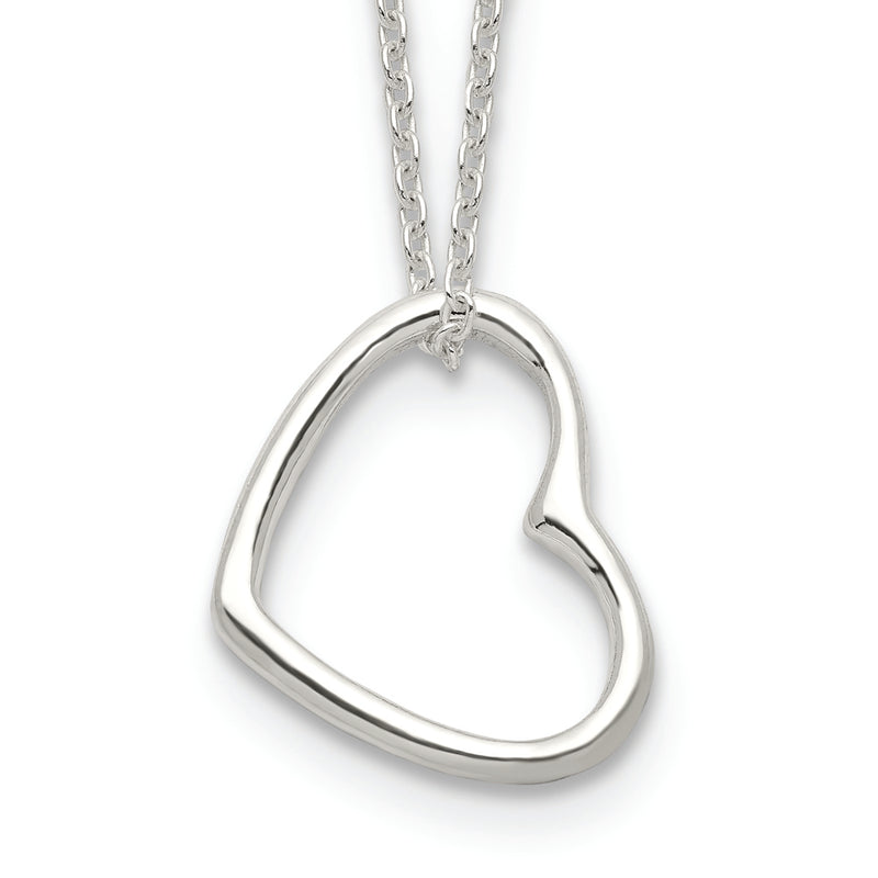 Sterling Silver Heart 14 IN w/2 In EXT Necklace