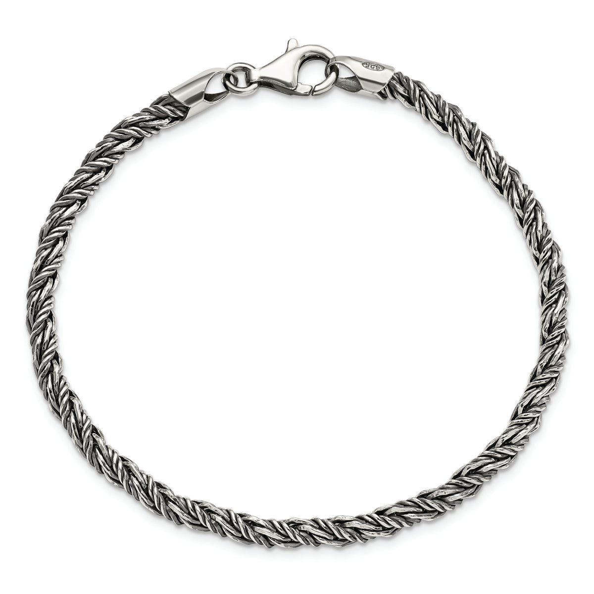 Sterling Silver Antiqued Polished Rope Bracelet