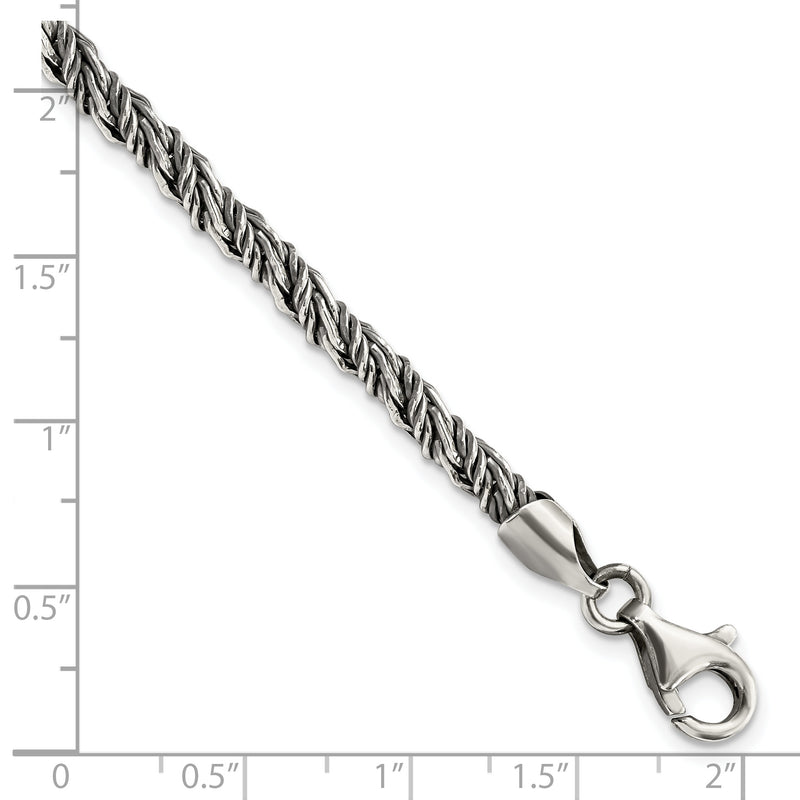 Sterling Silver Antiqued Polished Rope Bracelet