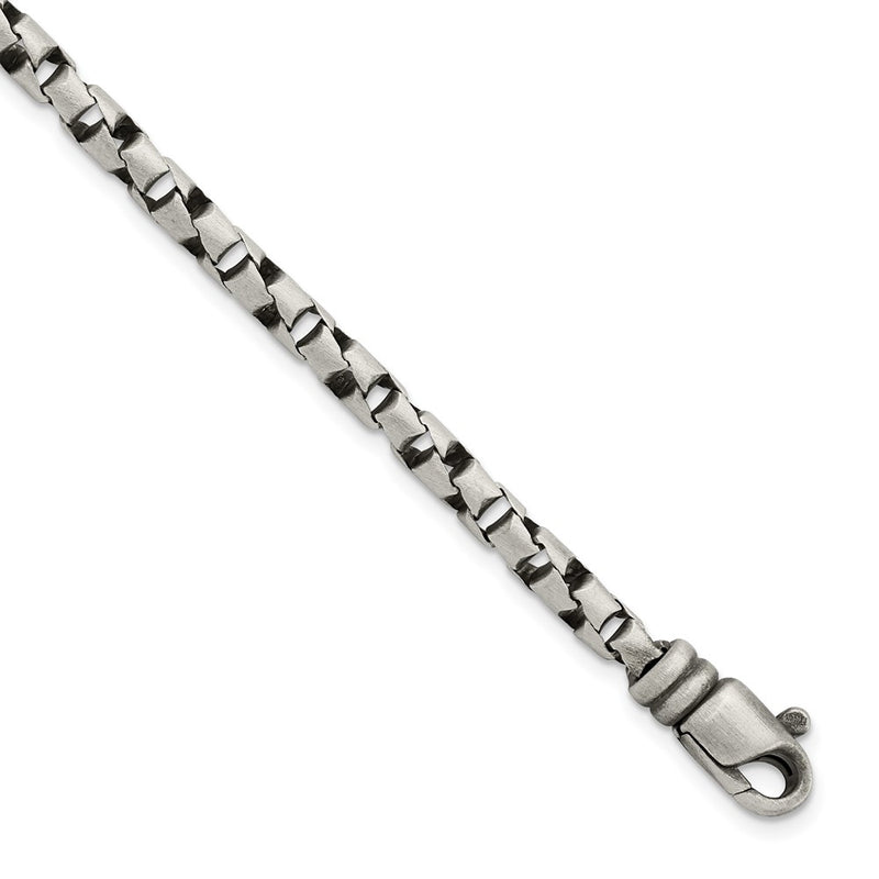 Sterling Silver Brushed Antiqued Fancy Link Bracelet