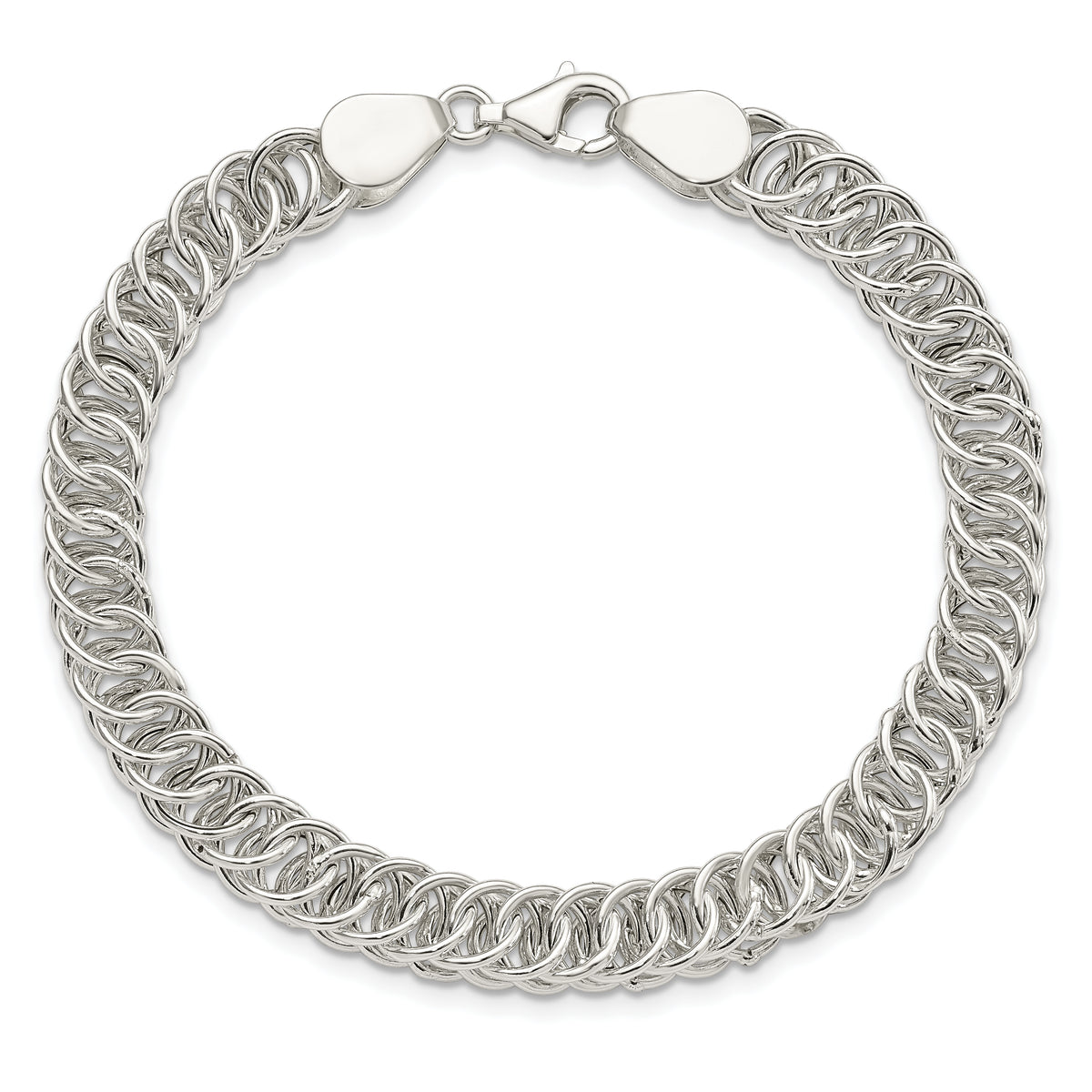 Sterling Silver Polished Fancy Circle Link 7.5in Bracelet